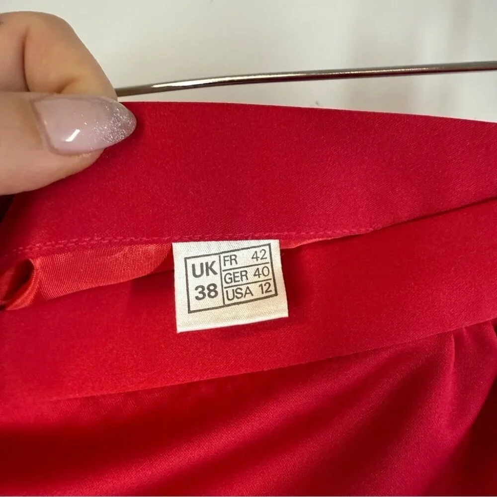 Vintage Frank Usher Red Office Core UK 38 Suit Skirt Set Blazer Pencil Skirt